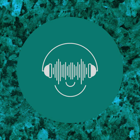 An image depicting headphones with sound waves between the ears