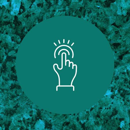 An icon showing a hand touching a button to demonstrate action.